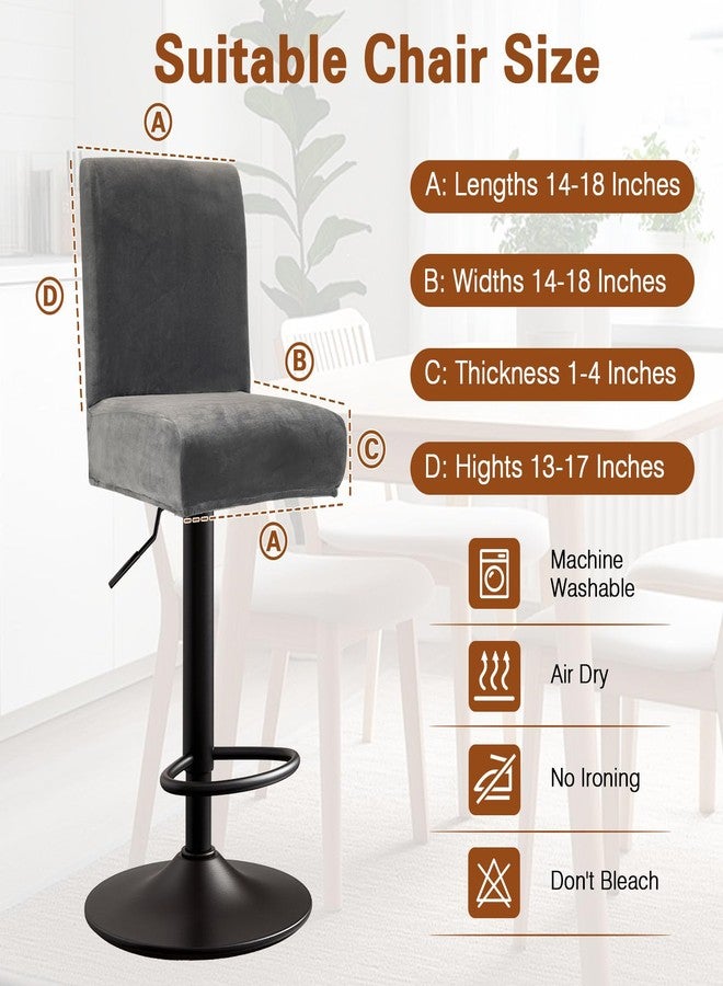 أغطية كراسي بار مخملية من WUSOUPU، أغطية كراسي بار ناعمة قابلة للتمدد مع مساند ظهر، قابلة للغسل والإزالة، مجموعة من 6 أغطية، أغطية كراسي بار قابلة للإزالة للمقاهي والحانات وغرف الطعام (مخمل رمادي داكن) - Image 5